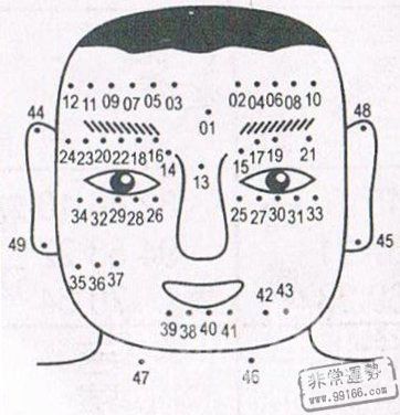 痣相圖解大全，男人痣相圖解，男人面部痣相圖解